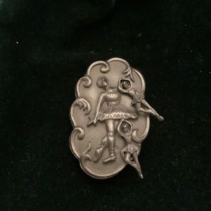 Pewter Ballerina 🩰 Set Earrings, Necklace, Broach all in one in case